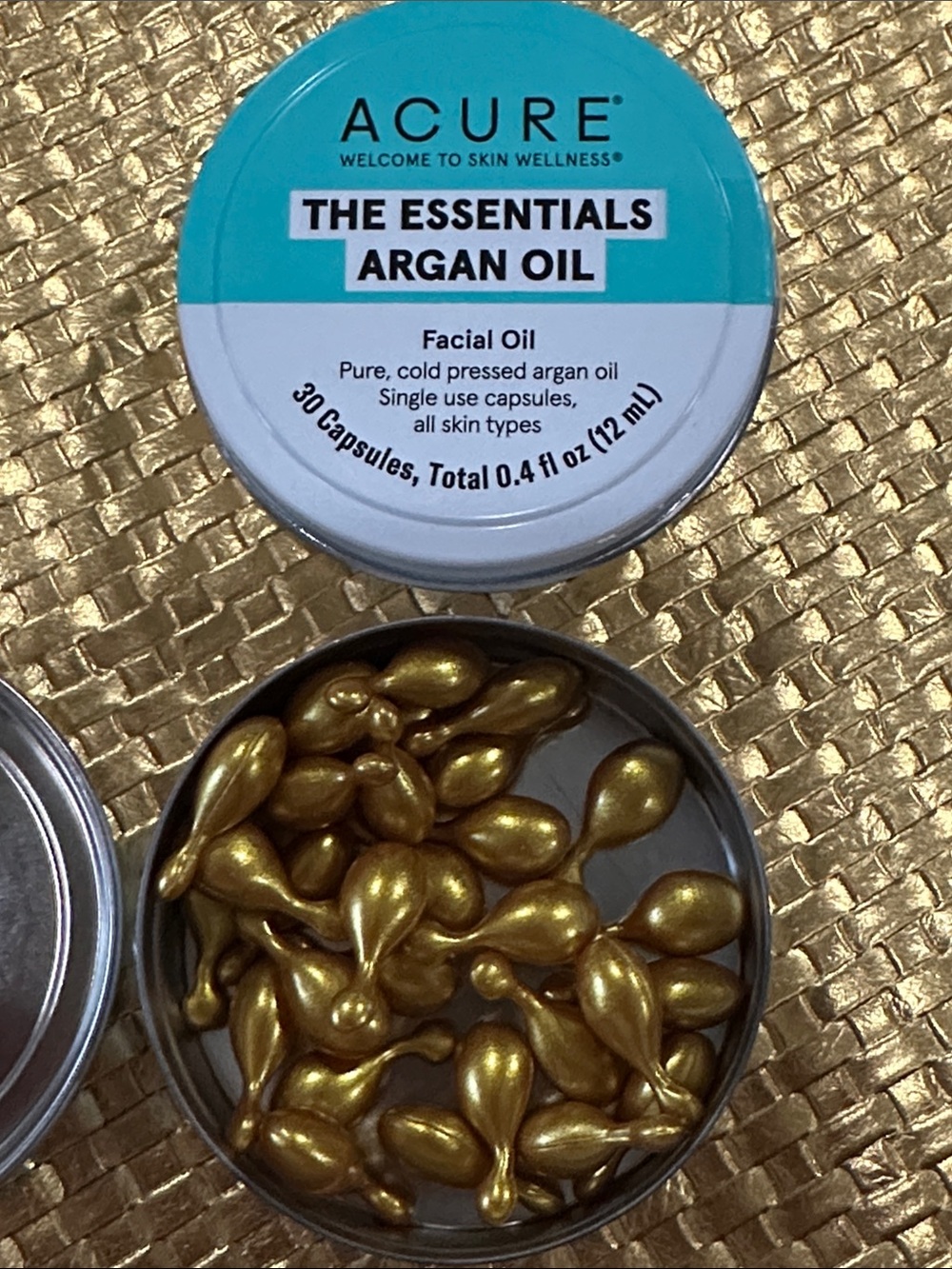 ACURE The Essentials Argan Oil Facial Capsules - 30 capsules per tin